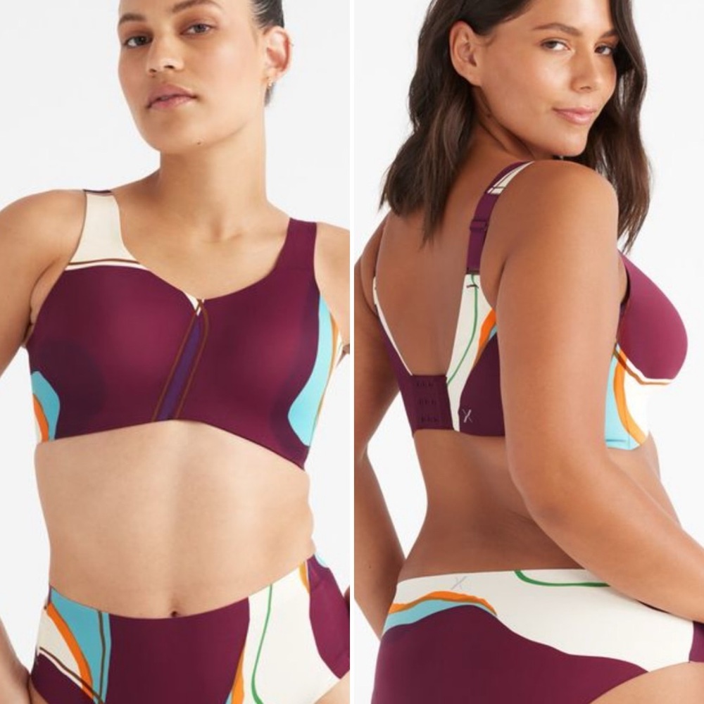 Knix Purple and Blue Sports Bra with Racerback Design